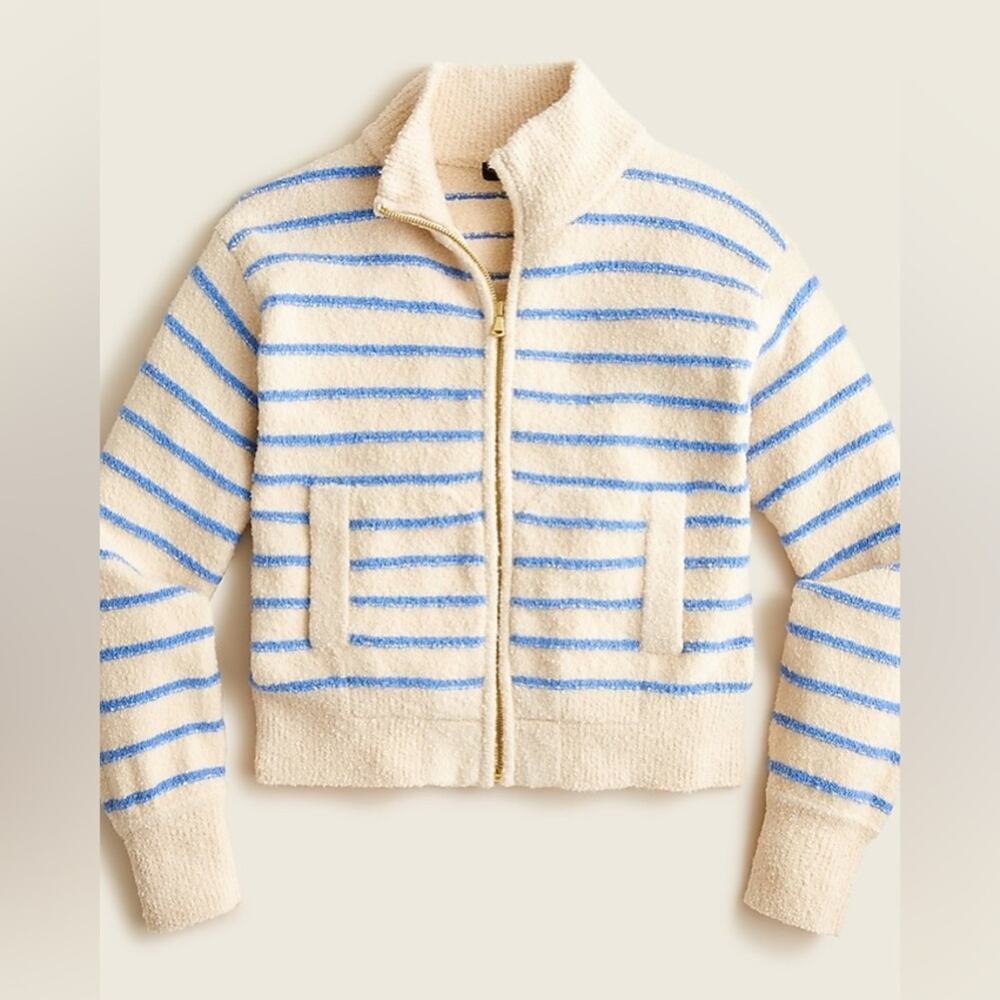 J. Crew Cream and Blue Striped Sweater